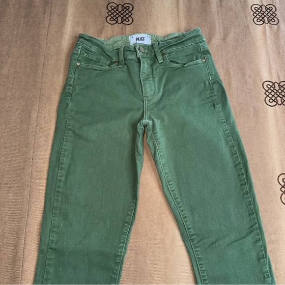 PAIGE Hoxton High Rise Skinny Zippered Ankle Length In Botanic Green Size 26 - Picture 5 of 15